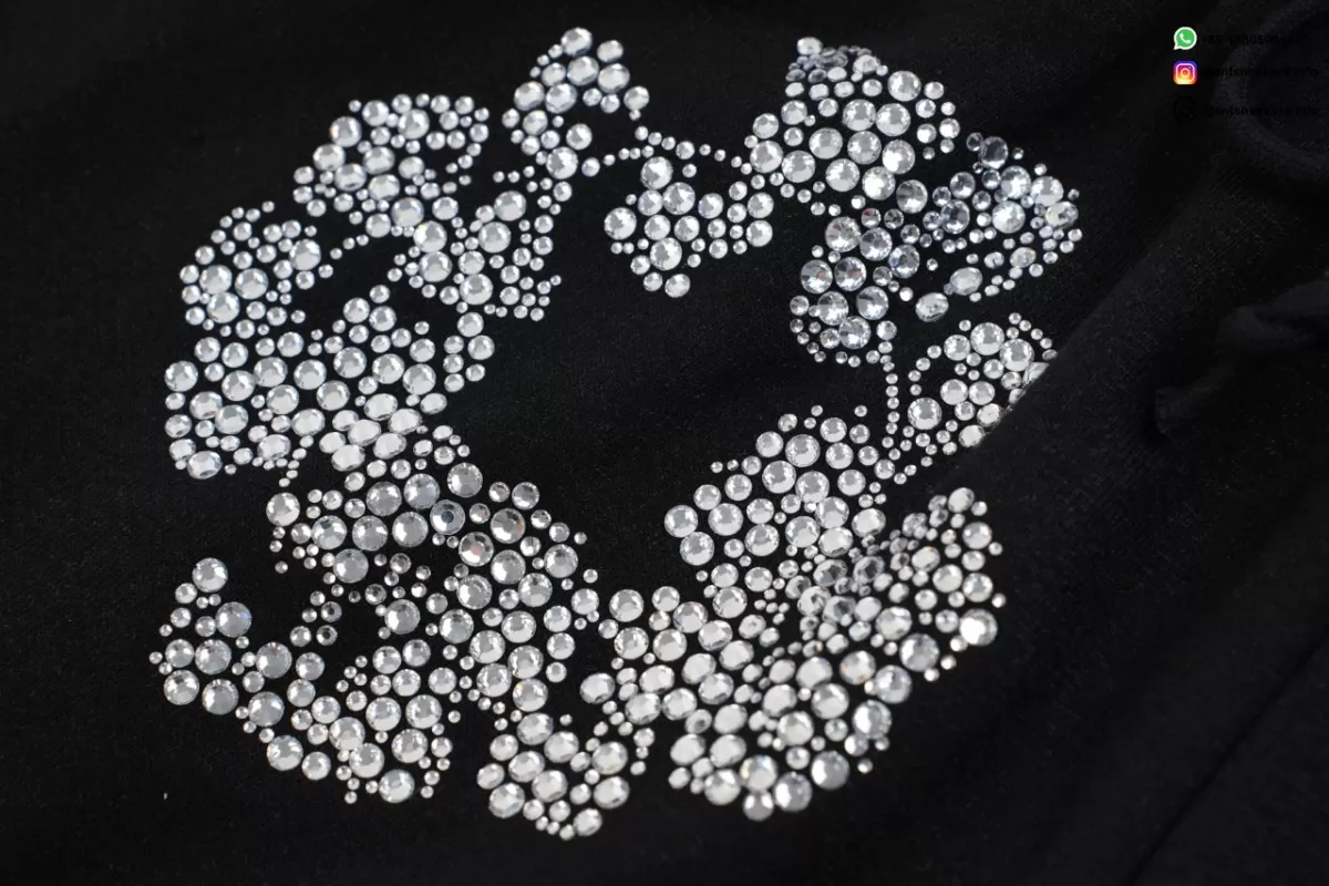 DENIM TEARS Rhinestone Cotton Flower Shorts Black
