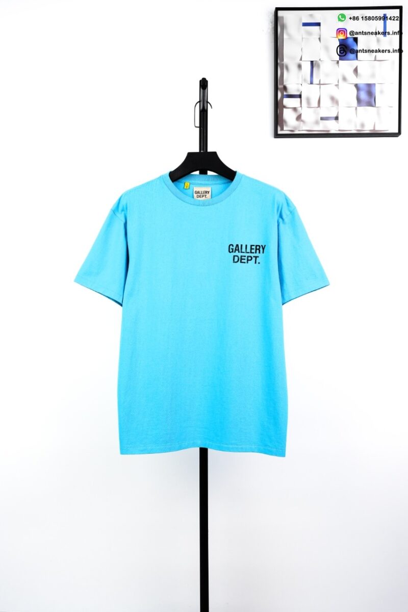 GALLERY DEPT Lake Blue T-Shirts with Black English Print
