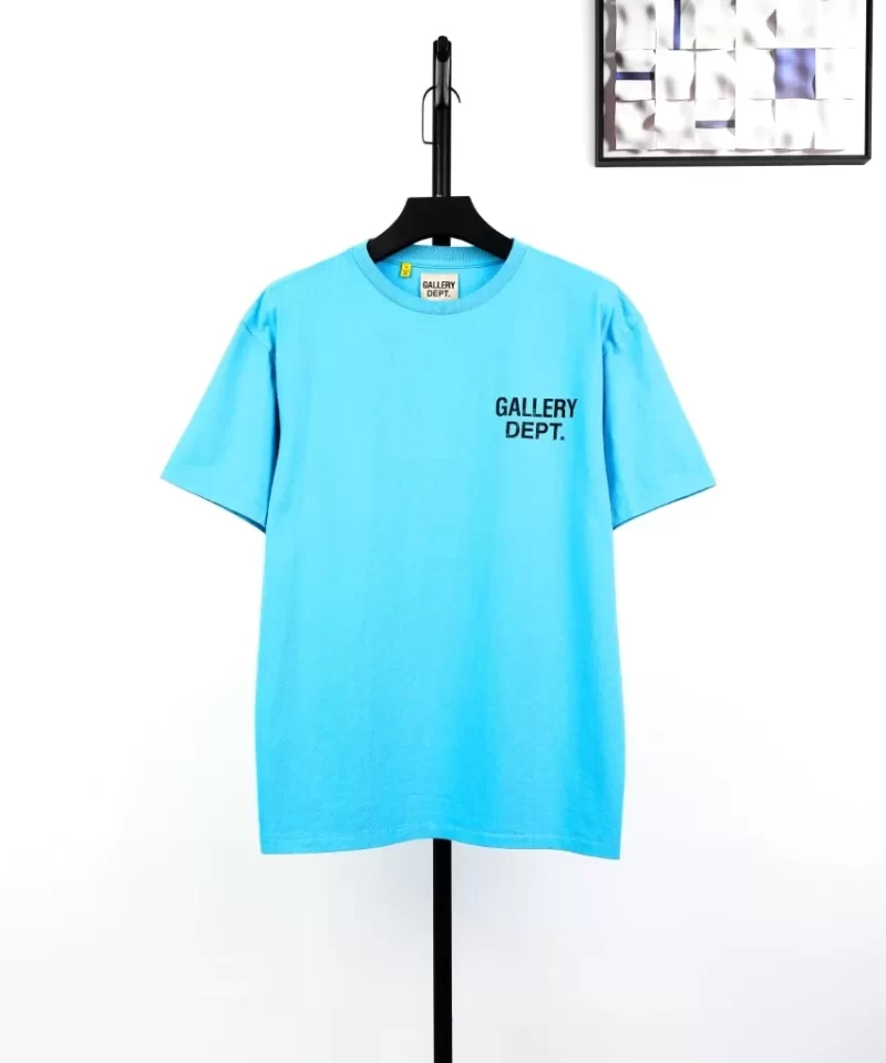 GALLERY DEPT Lake Blue T-shirt with Black English Print