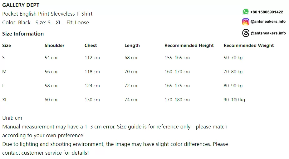 GALLERY DEPT Pocket English Print Sleeveless T-Shirt Black