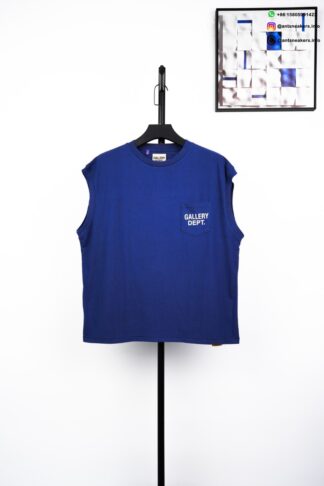 GALLERY DEPT Pocket English Print Sleeveless T-Shirt Blue