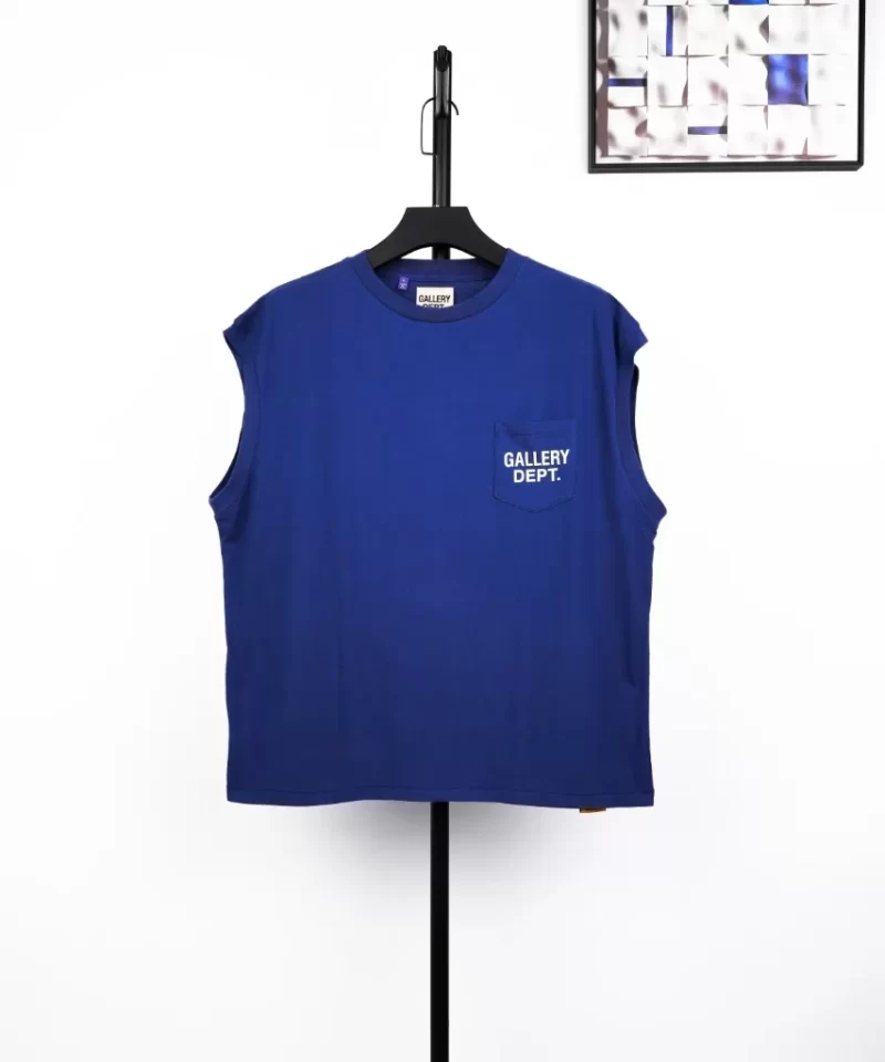 GALLERY DEPT Pocket English Print Sleeveless T-Shirt Blue