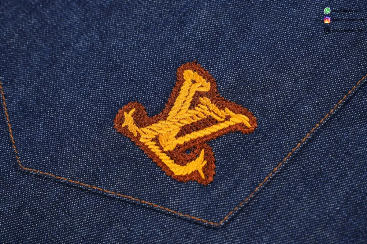 LOUIS VUITTON Monogram Four-Leaf Clover Denim Shirt Blue