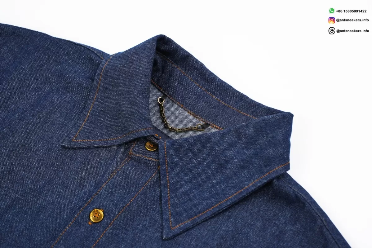 LOUIS VUITTON Monogram Four-Leaf Clover Denim Shirt Blue