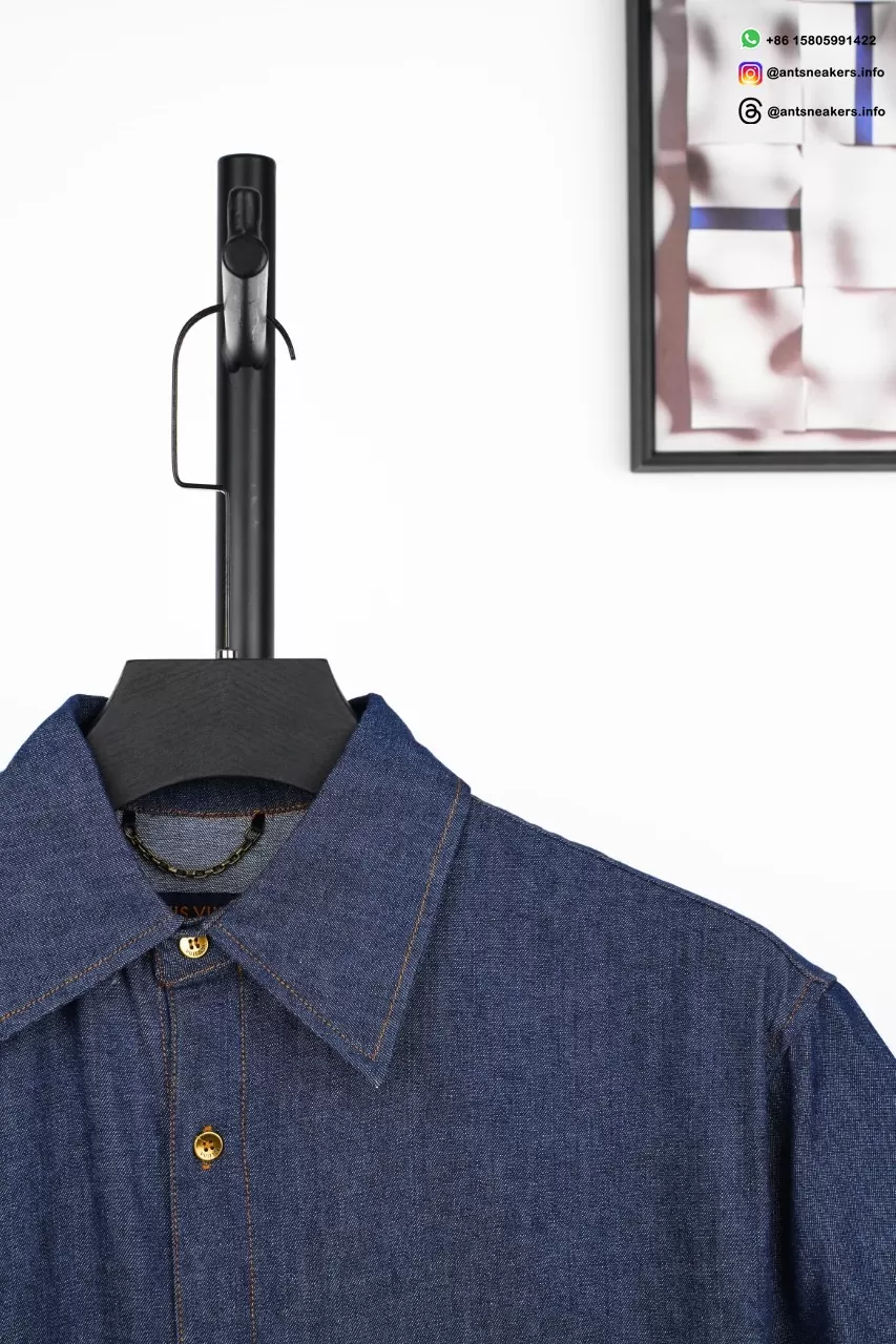LOUIS VUITTON Monogram Four-Leaf Clover Denim Shirt Blue