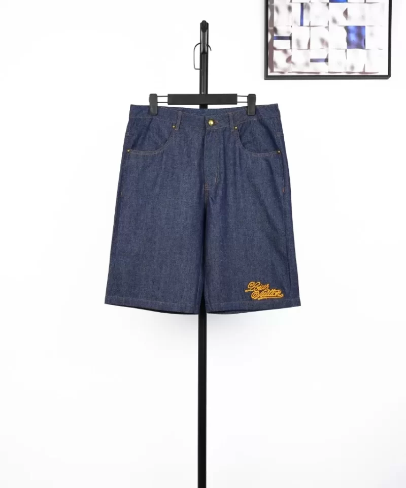 LOUIS VUITTON Signature Logo Embroidered Denim Shorts