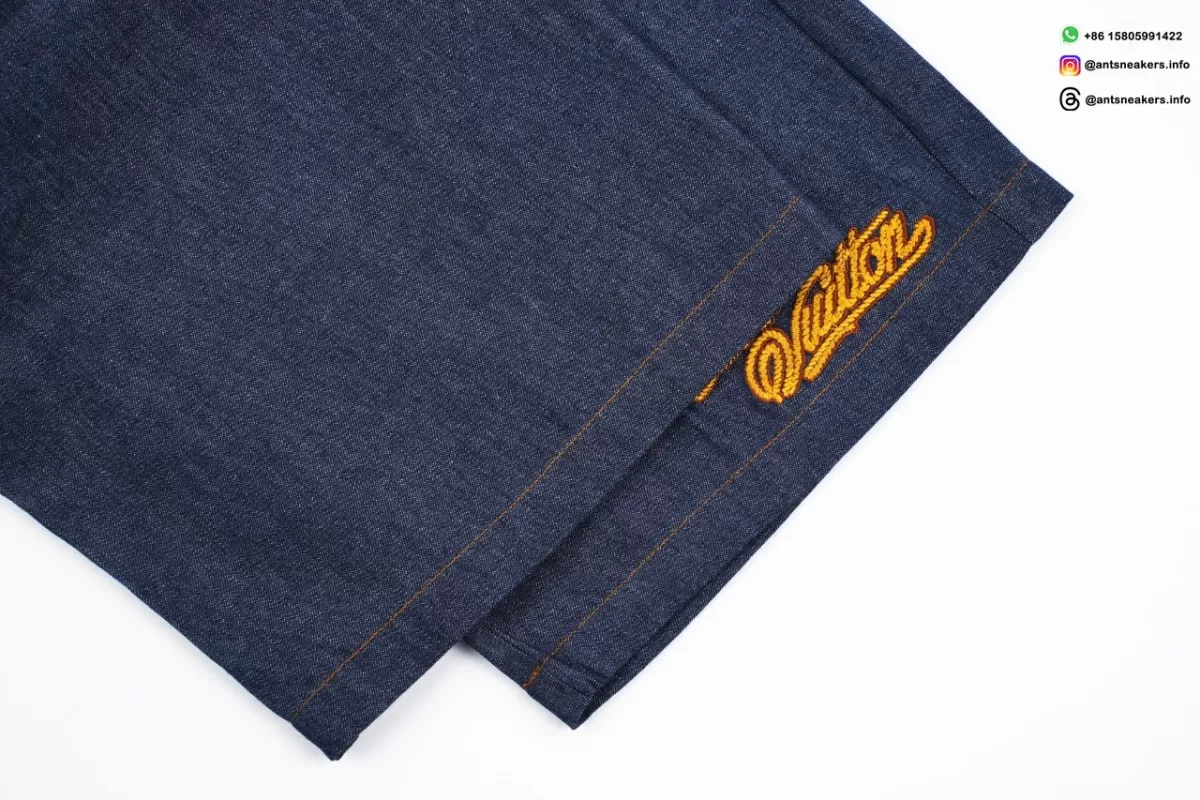 LOUIS VUITTON Signature Logo Embroidered Denim Shorts