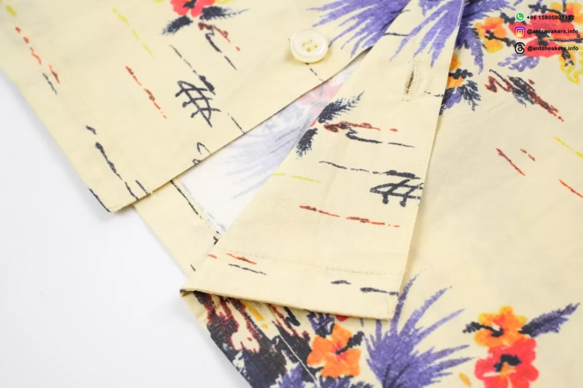 PRADA Printed Floral Short Sleeve Shirt Beige