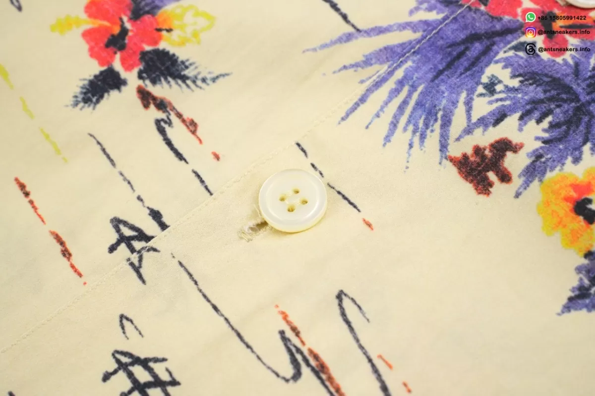 PRADA Printed Floral Short Sleeve Shirt Beige