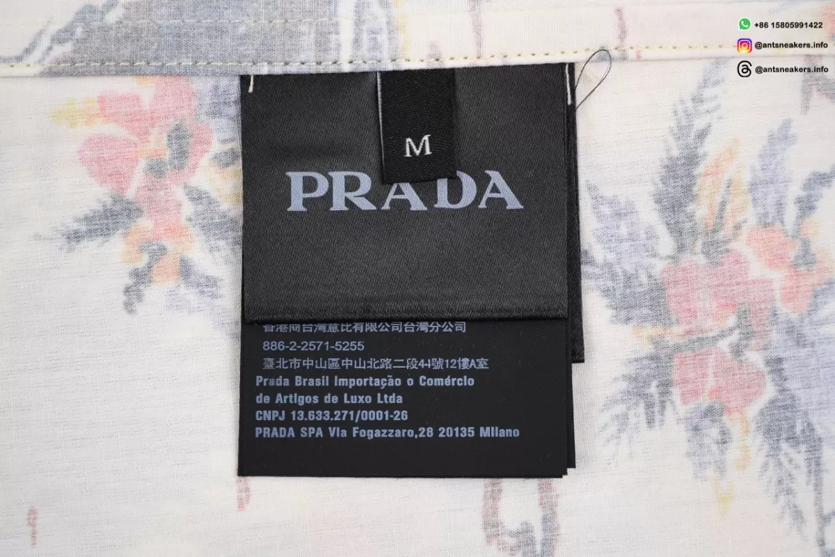 PRADA Printed Floral Short Sleeve Shirt Beige