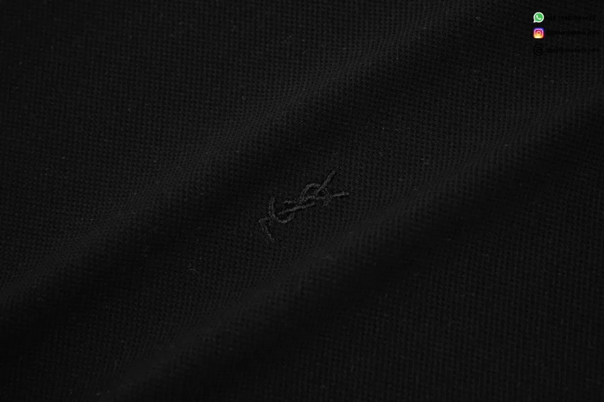 SAINT LAURENT Minimalist Embroidered Letter T-Shirt Black