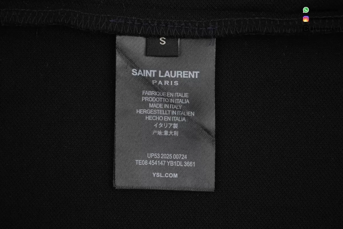 SAINT LAURENT Minimalist Embroidered Letter T-Shirt Black