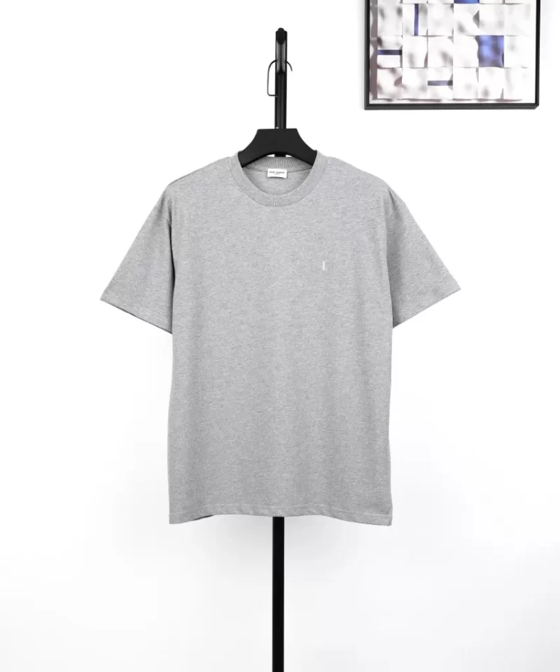 SAINT LAURENT Minimalist Embroidered Letter T-Shirts Grey