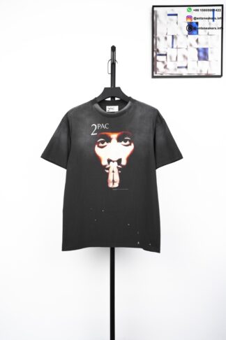 SAINT MICHAEL 2PAC Character Print T-Shirt Black