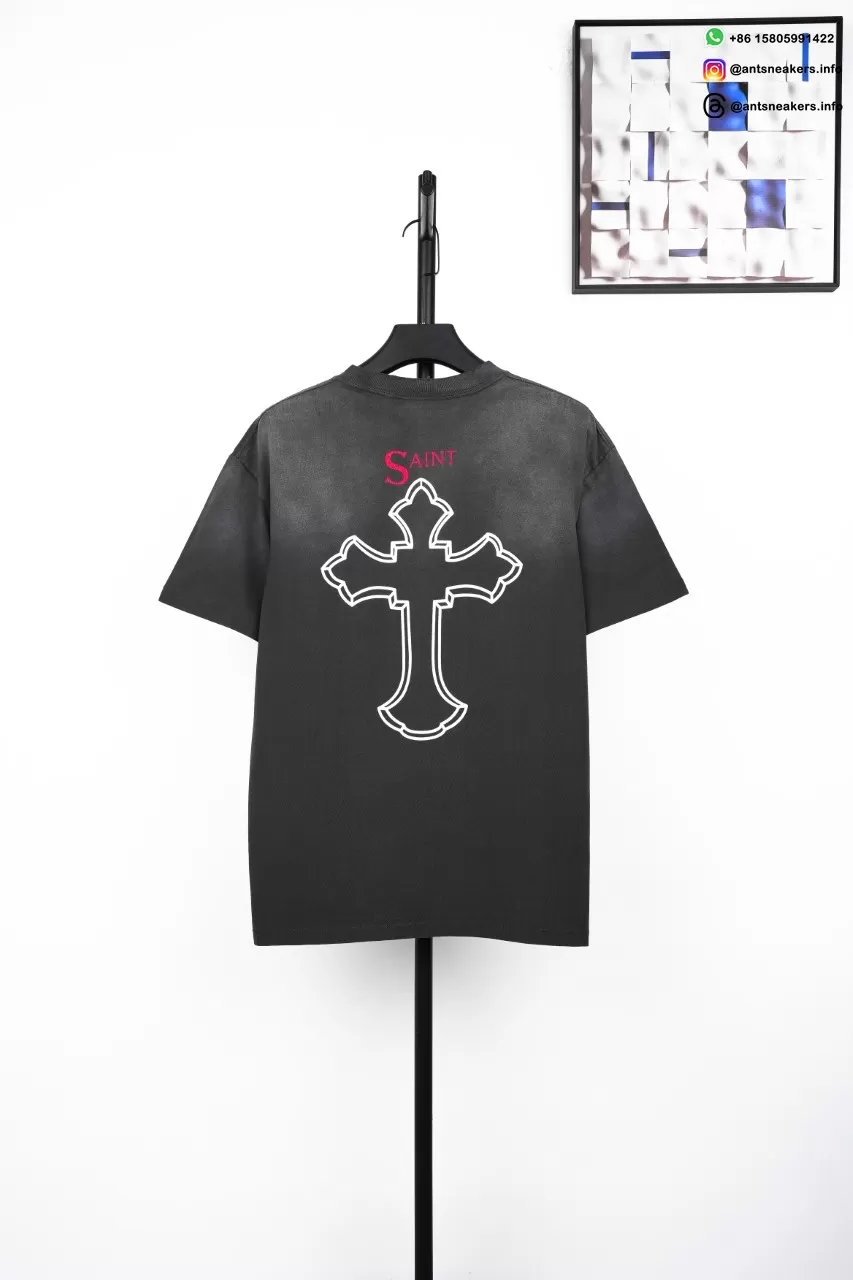 SAINT MICHAEL 2PAC Character Print T-Shirt Black