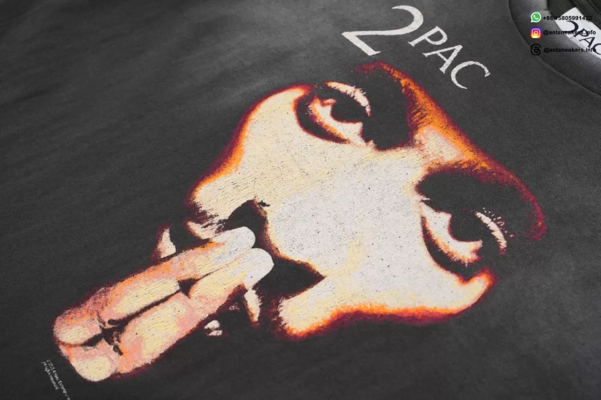 SAINT MICHAEL 2PAC Character Print T-Shirt Black
