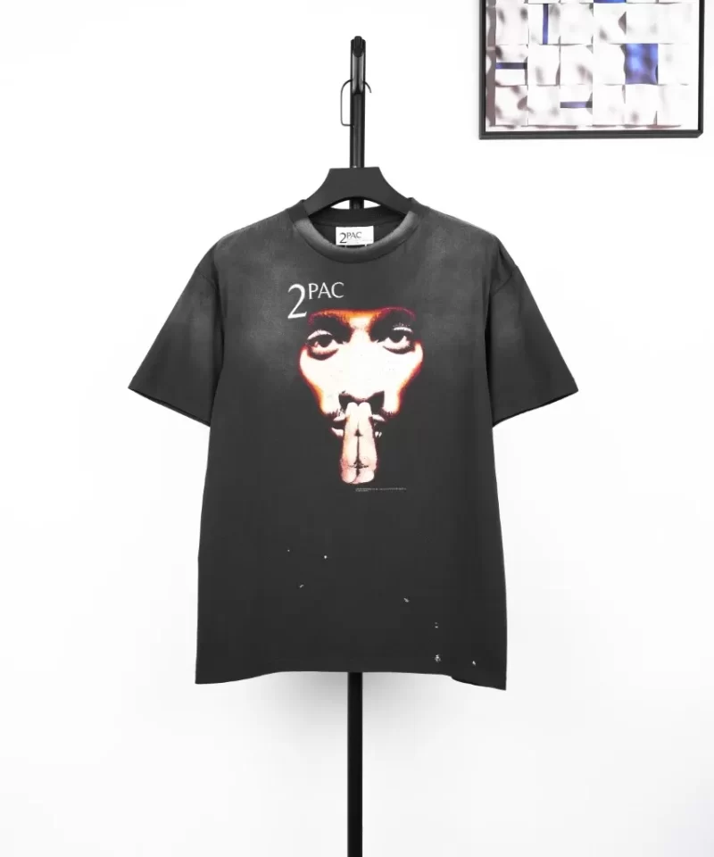 SAINT MICHAEL 2PAC Character Print T-Shirt Black