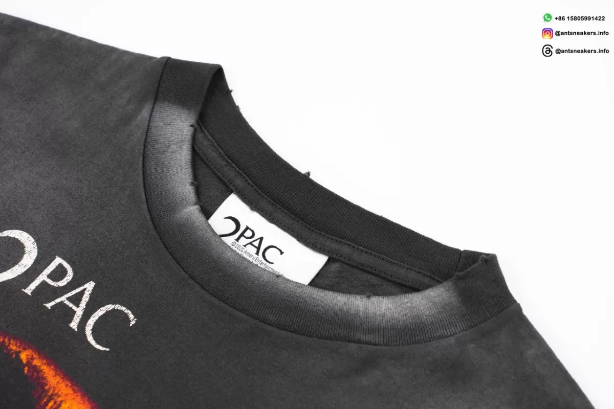 SAINT MICHAEL 2PAC Character Print T-Shirt Black