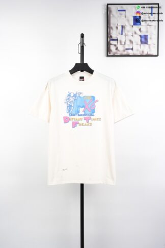 SAINT MICHAEL Astronaut Distressed Graphic T-Shirt White