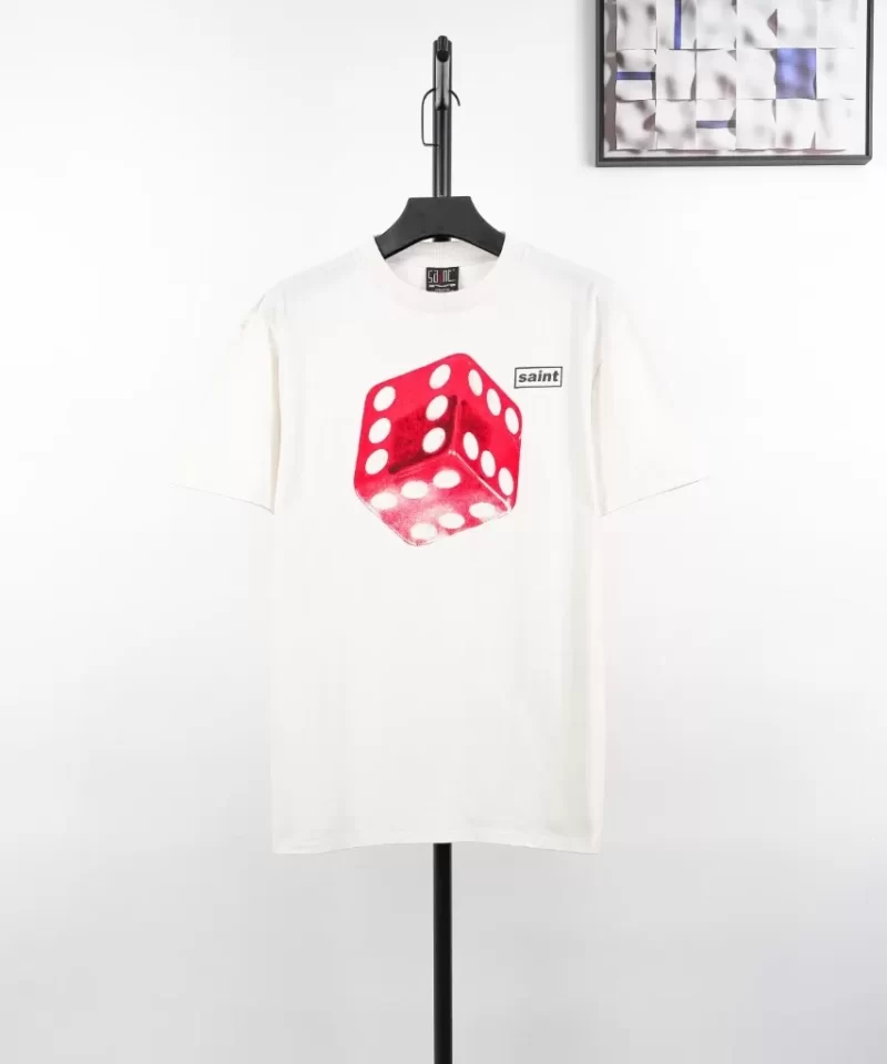 SAINT MICHAEL Dice Letter Print T-Shirt Streetwear