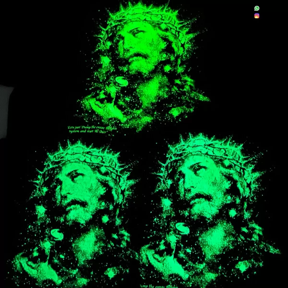 SAINT MICHAEL Luminous Crown of Thorns Jesus Print T-Shirt Black