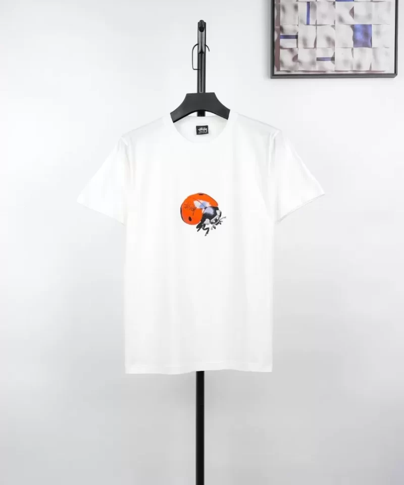 STUSSY Ladybug Letter Print T-Shirt White Streetwear