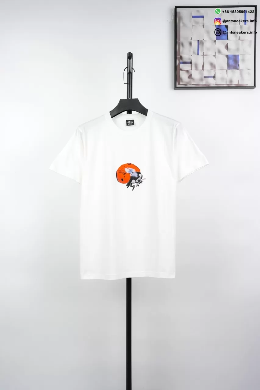 STUSSY Ladybug Letter Print T-Shirt White Streetwear