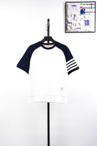 THOM BROWNE Wave Pattern Crew Neck Black Tshirt