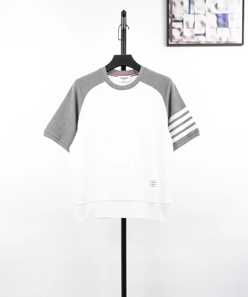 THOM BROWNE Wave Pattern Crew Neck T-Shirts Streetwear