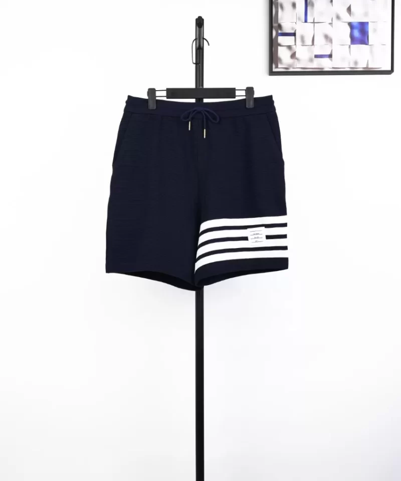 THOM BROWNE Wave Pattern Navy Blue Shorts Streetwear