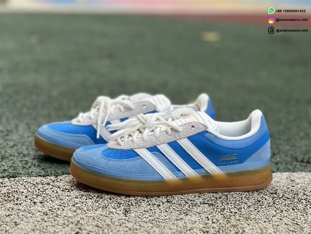 IF9734 San Juan pair showing grey lace trim, blue panels, white stripes and brown-toned soles