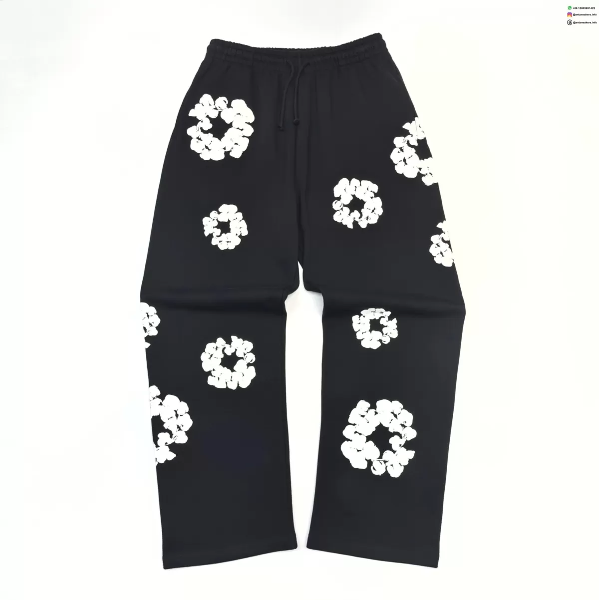Denim Tears White Cotton Flower Black Straight-leg Pants