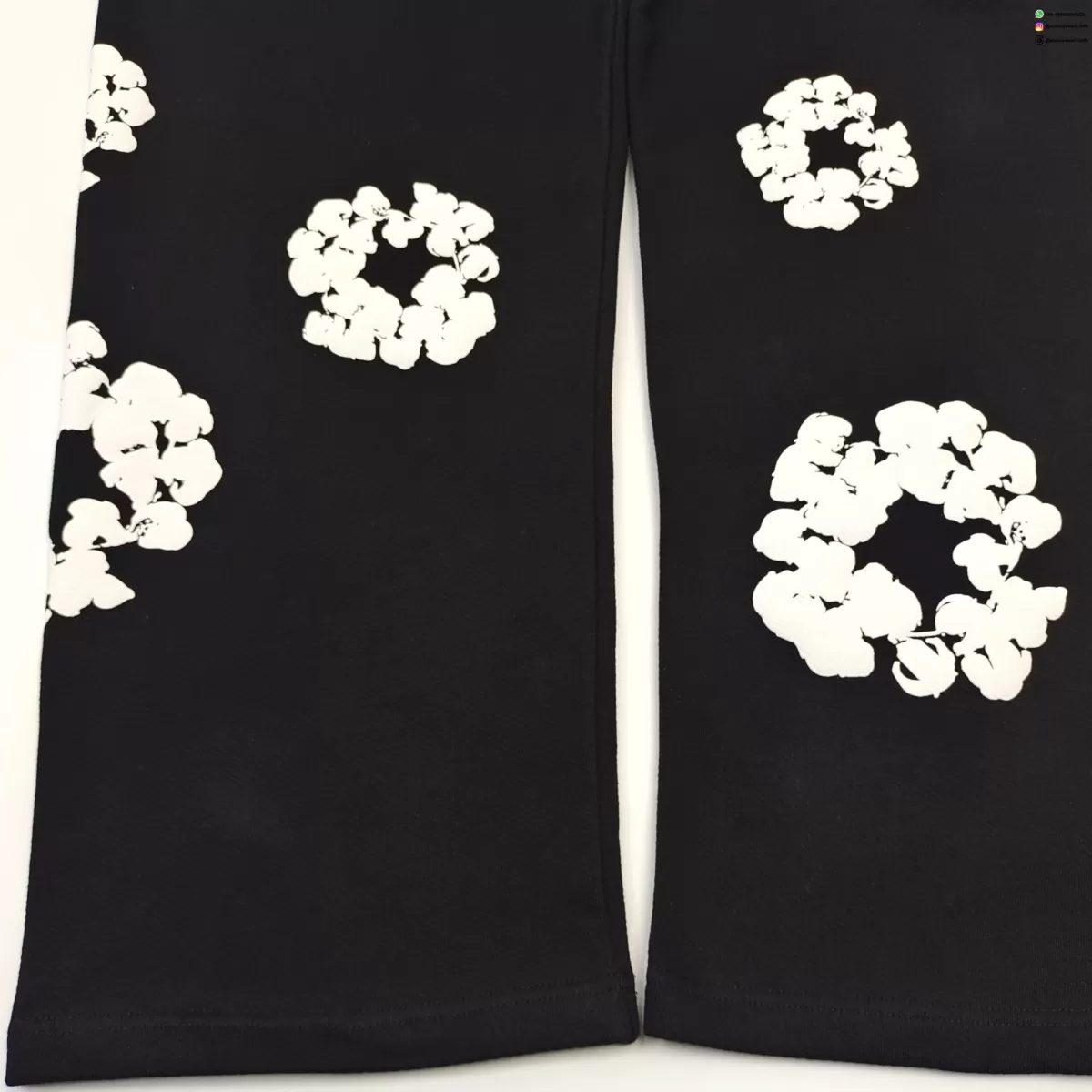 Denim Tears White Cotton Flower Black Straight-leg Pants