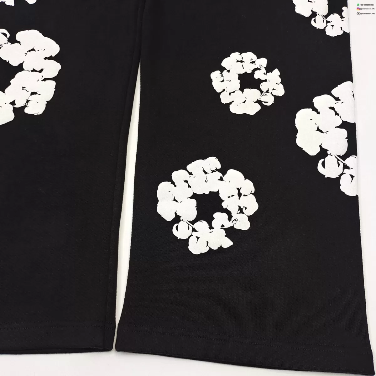 Denim Tears White Cotton Flower Black Straight-leg Pants