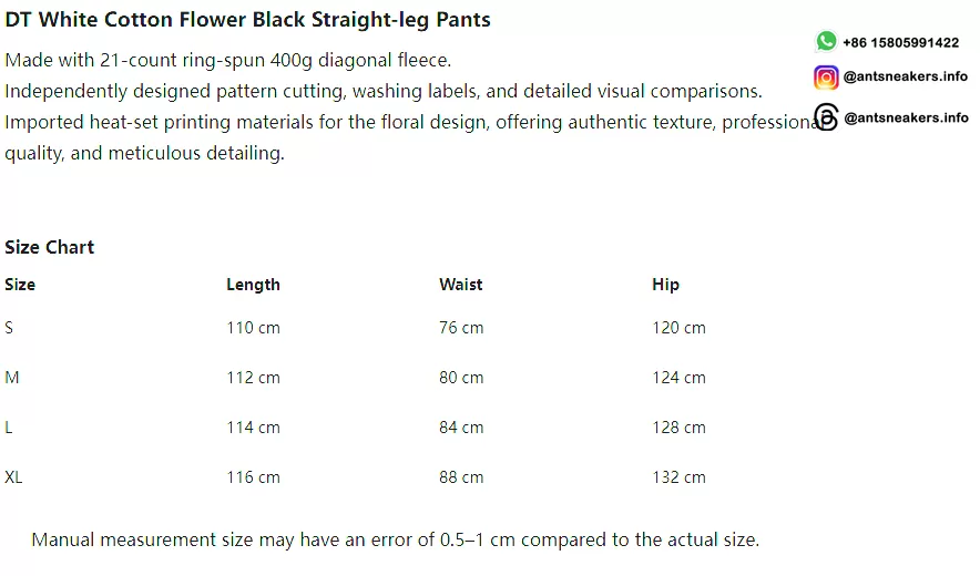 Denim Tears White Cotton Flower Black Straight-leg Pants