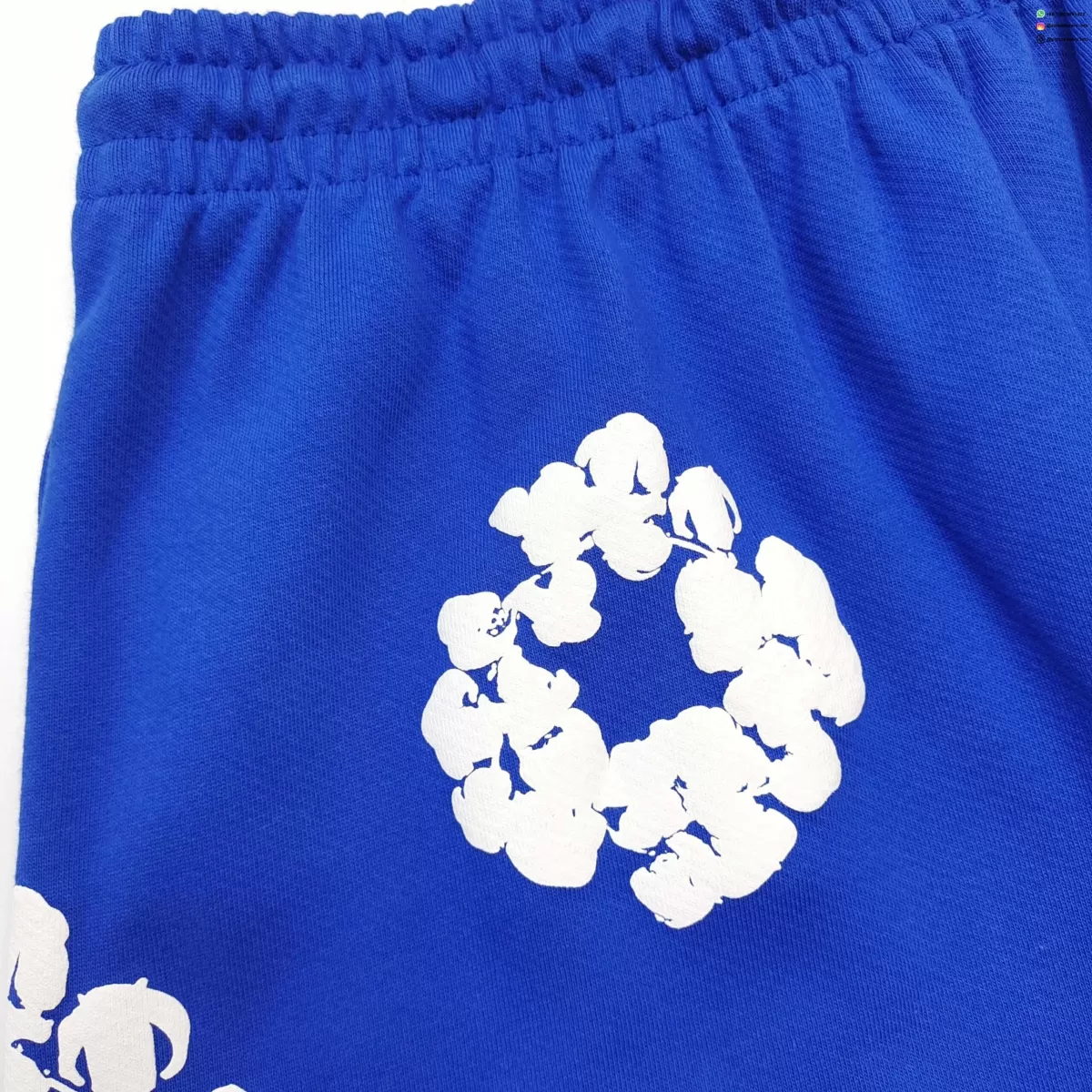 Denim Tears White Cotton Flower Electric Blue Straight-Leg Pants