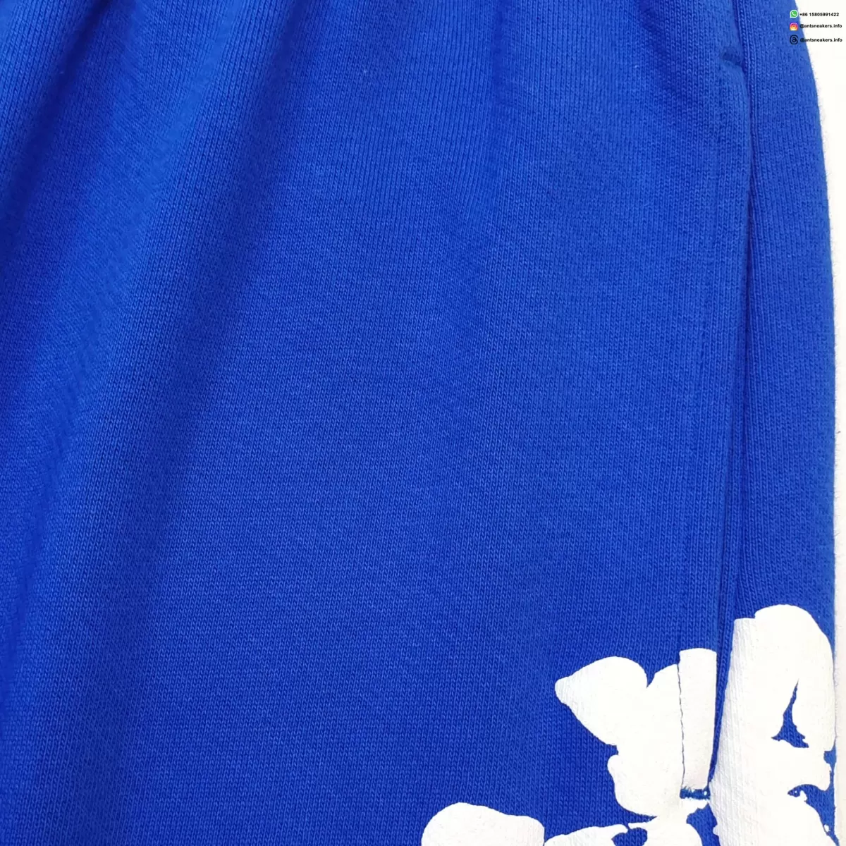 Denim Tears White Cotton Flower Electric Blue Straight-Leg Pants
