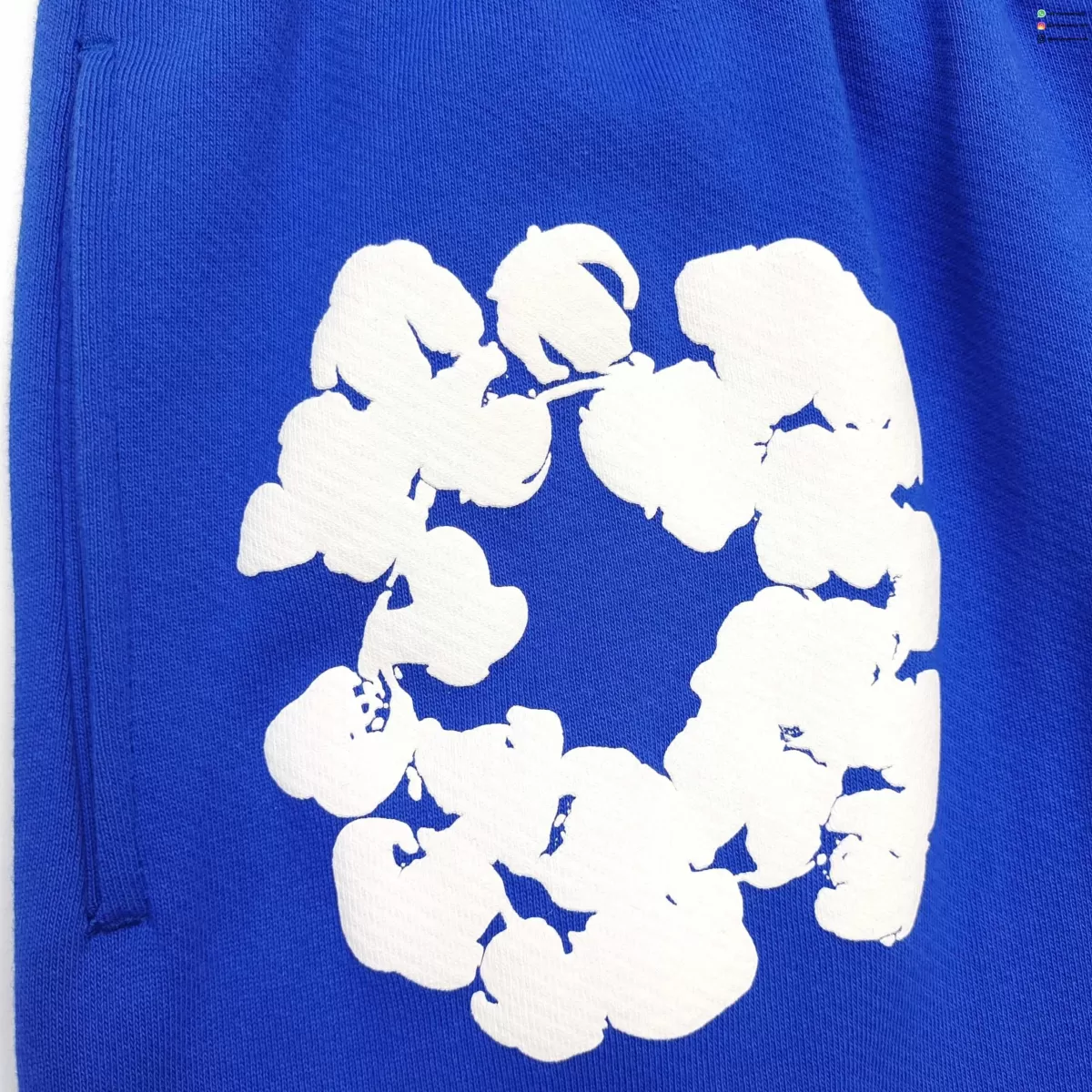 Denim Tears White Cotton Flower Electric Blue Straight-Leg Pants