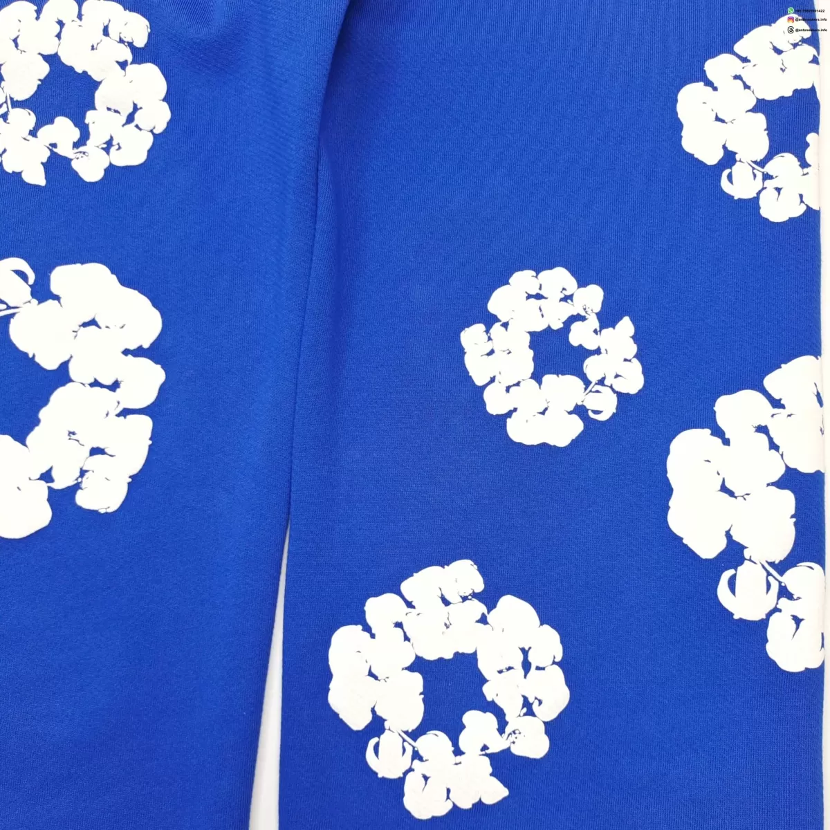 Denim Tears White Cotton Flower Electric Blue Straight-Leg Pants