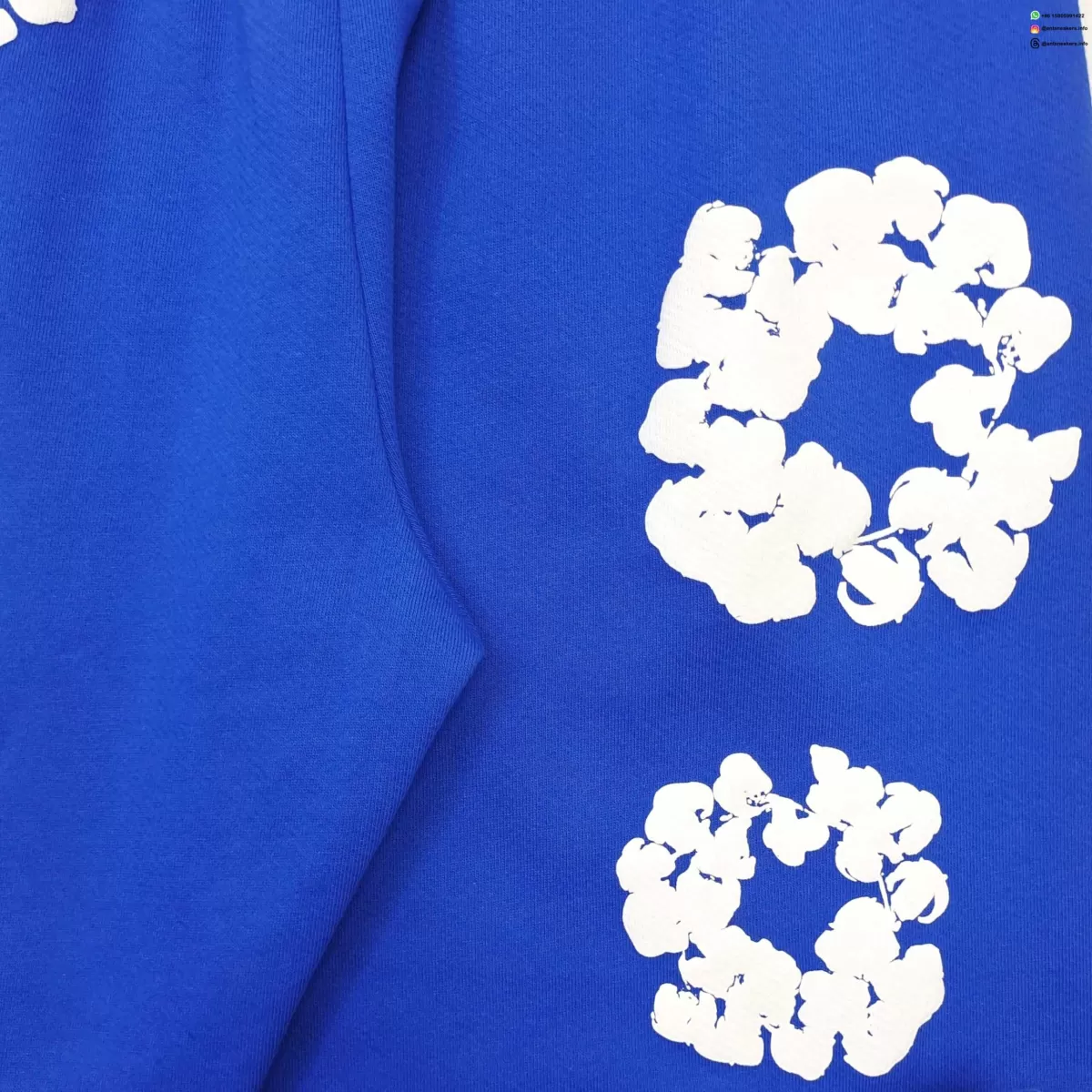 Denim Tears White Cotton Flower Electric Blue Straight-Leg Pants