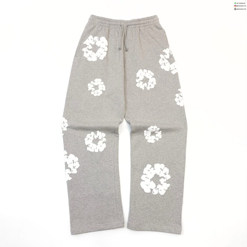 Denim Tears White Cotton Flower Gray Straight Pants