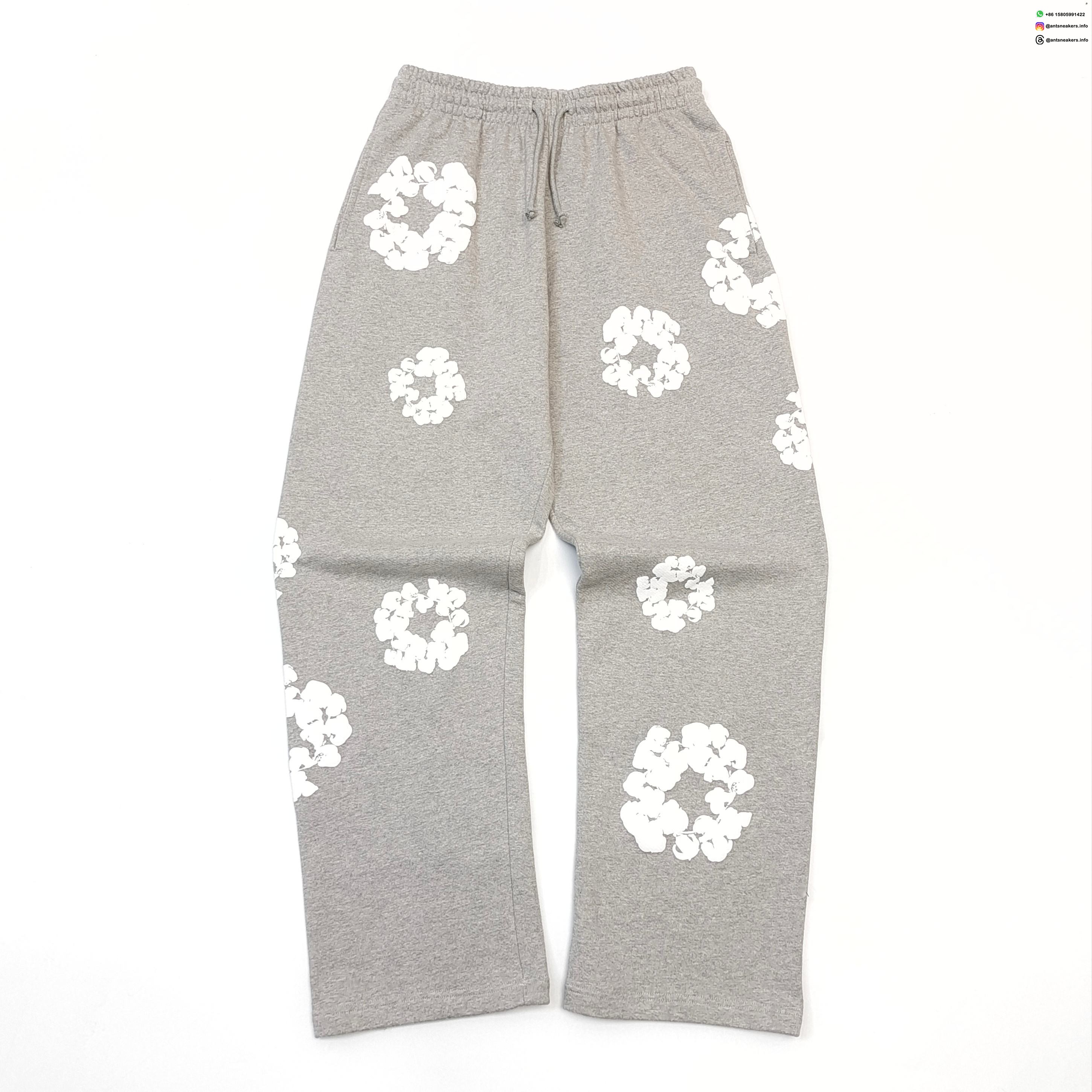 Denim Tears White Cotton Flower Gray Straight Pants
