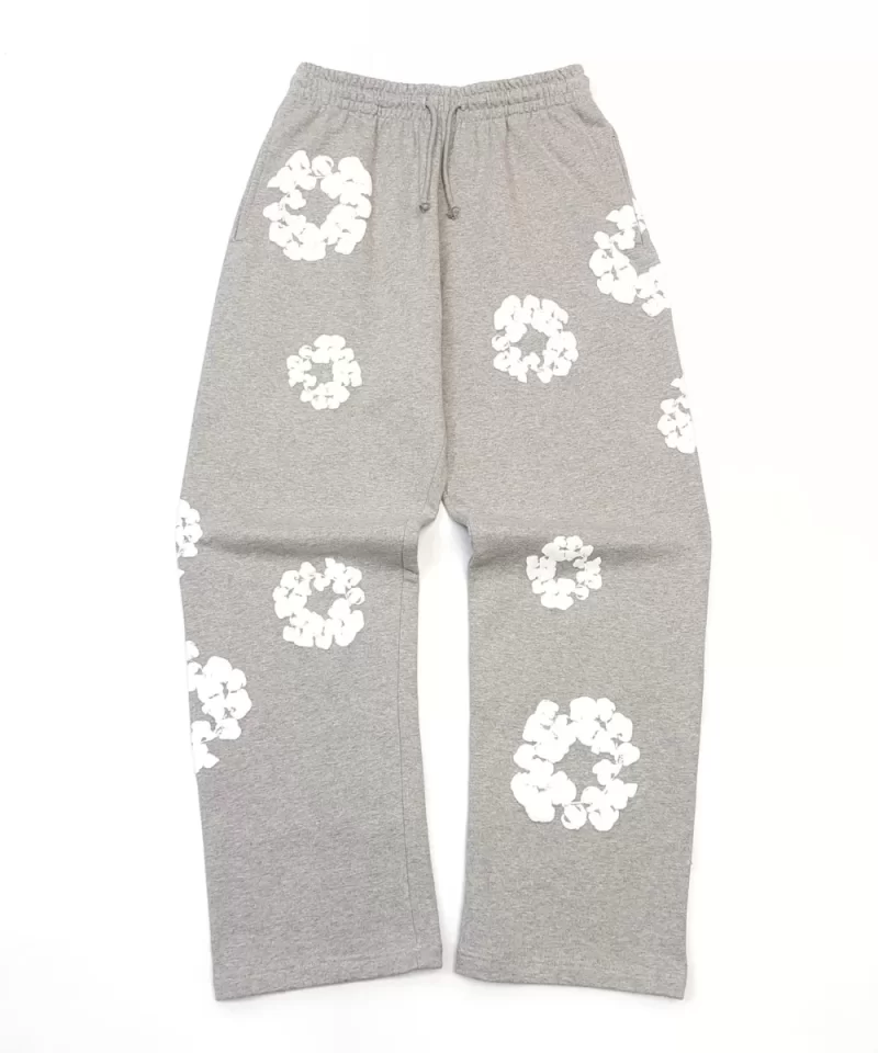 Denim Tears White Cotton Flower Gray Straight Pants