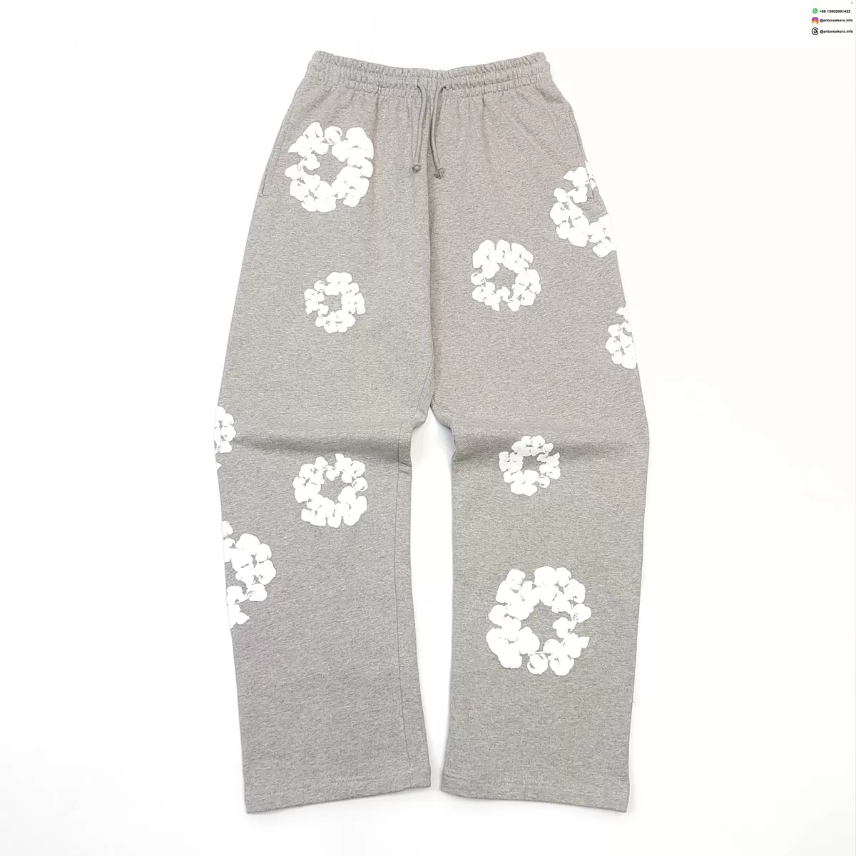 Denim Tears White Cotton Flower Gray Straight Pants