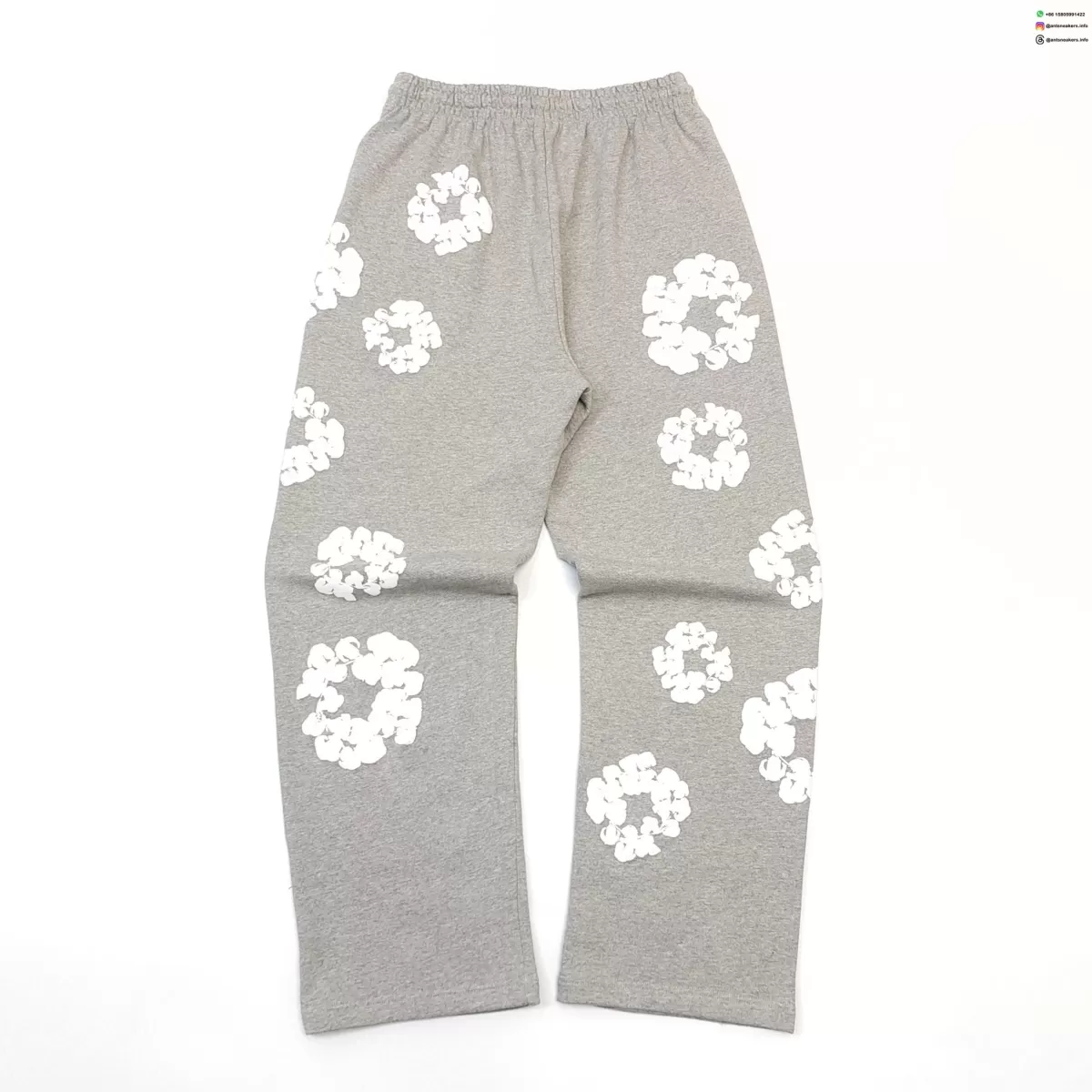 Denim Tears White Cotton Flower Gray Straight Pants
