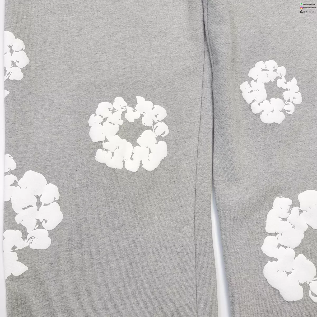 Denim Tears White Cotton Flower Gray Straight Pants