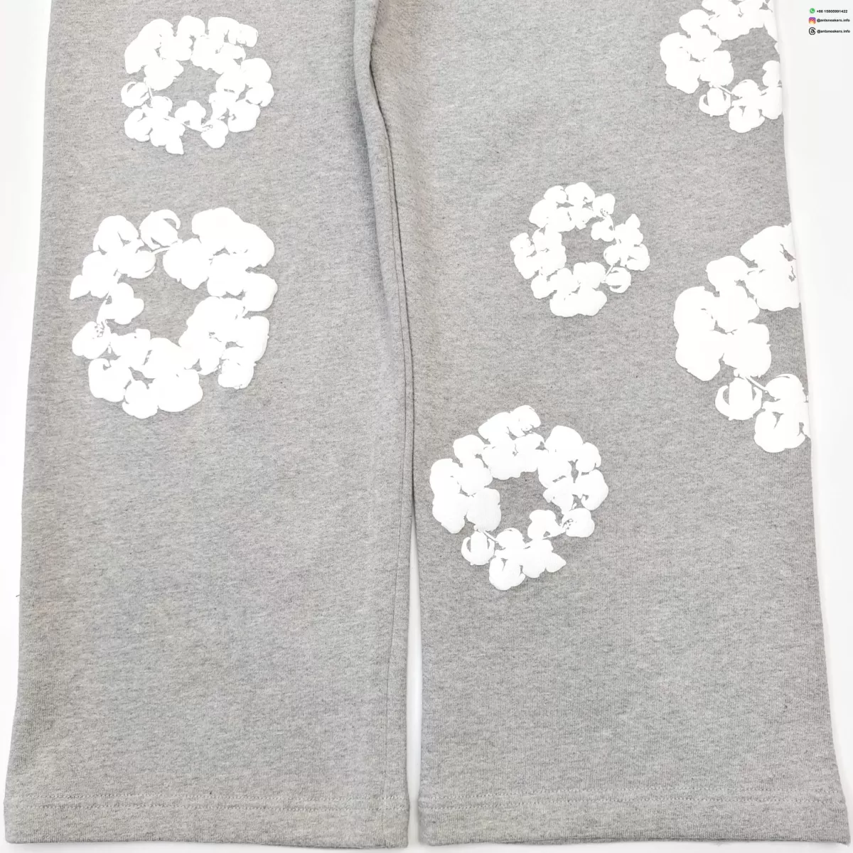 Denim Tears White Cotton Flower Gray Straight Pants