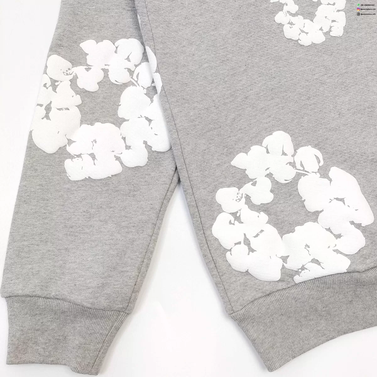 Denim Tears White Cotton Flower Gray Zip Hoodie