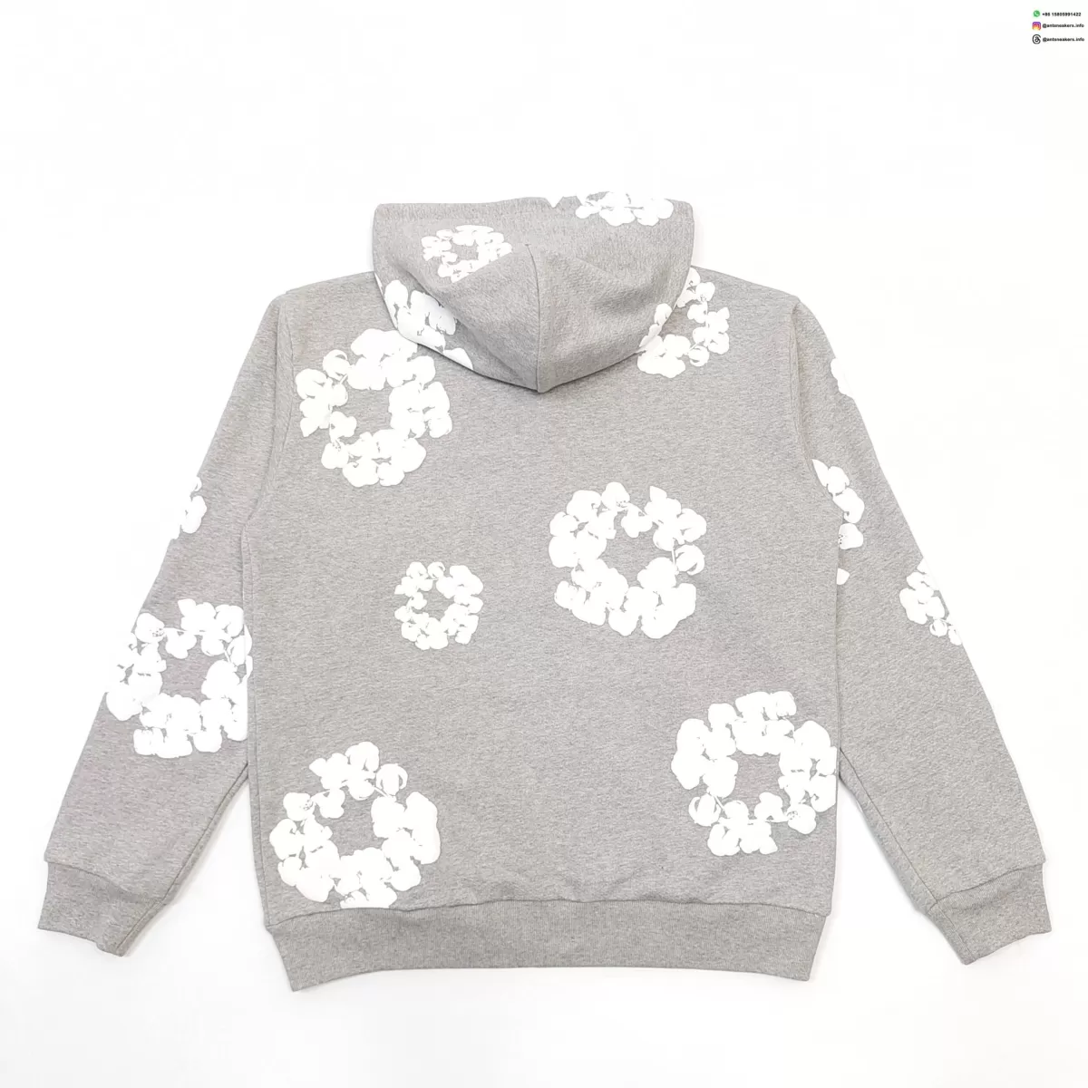 Denim Tears White Cotton Flower Gray Zip Hoodie