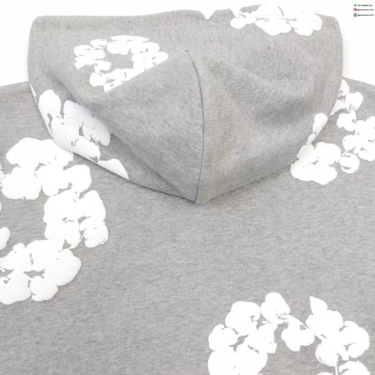 Denim Tears White Cotton Flower Gray Zip Hoodie